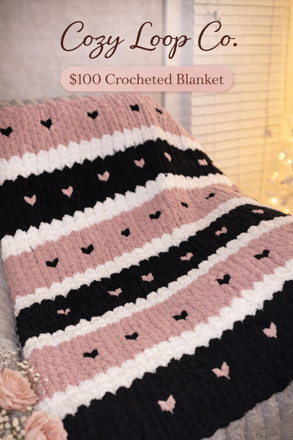 Heart Crocheted Blanket